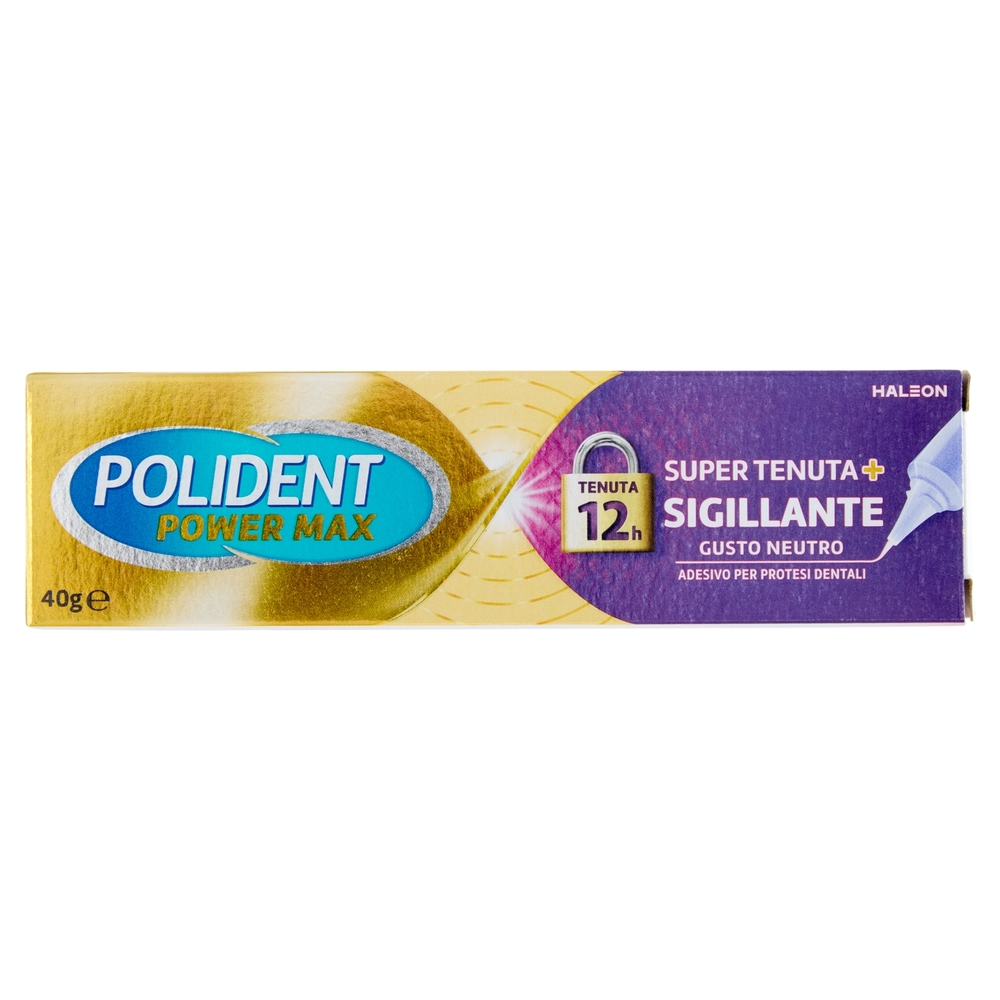 Polident Power Max, Super Tenuta + Sigillante, Adesivo per Protesi Dentale, Tenuta Giornaliera 40 g